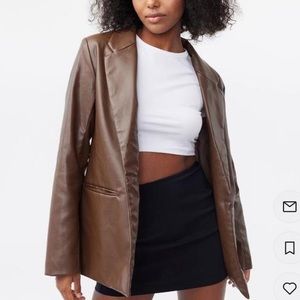 Glassons Faux Brown Leather Oversized Blazer (size XS)